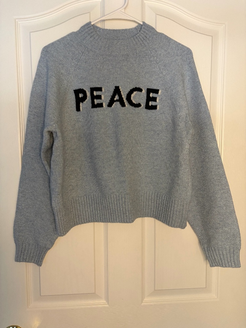 Old Navy PEACE Heathered Blue, Raglan Sleeve SoSoft Sweater - S NWT